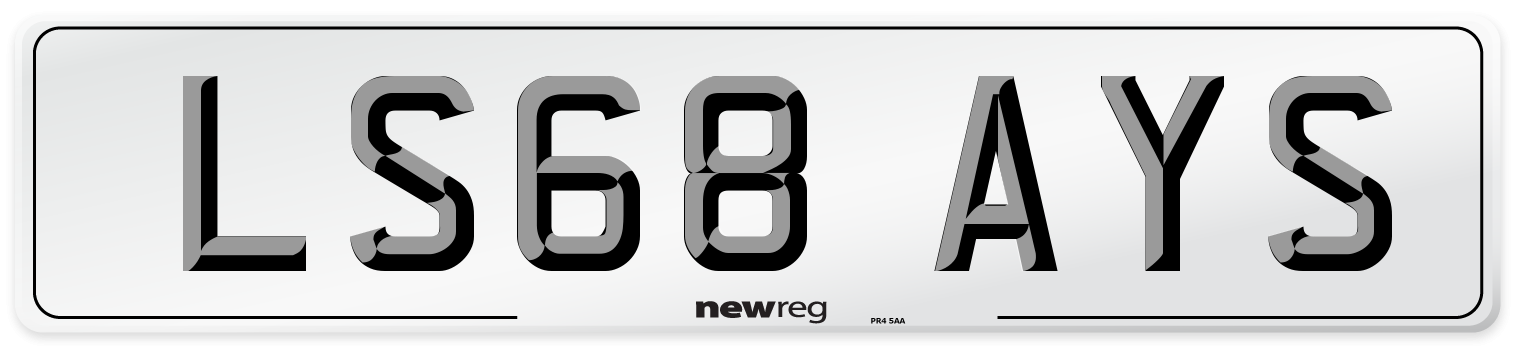 LS68 AYS Number Plate from New Reg